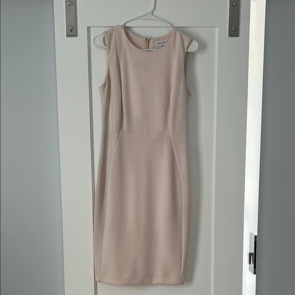 Calvin Klein Tan Sleeveless Sheath Midi Dress